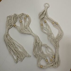 Knit woven macrame beaded tiered hanging bohemian planter